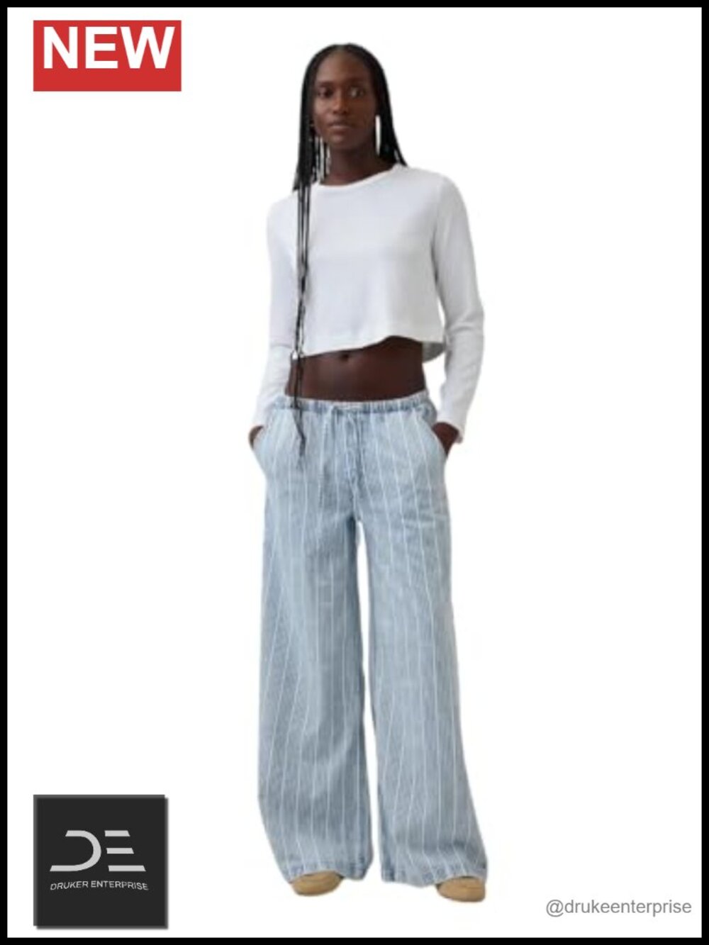 Pull-on Baggy Wide Leg Jean, Cotton Blend, Mid Rise